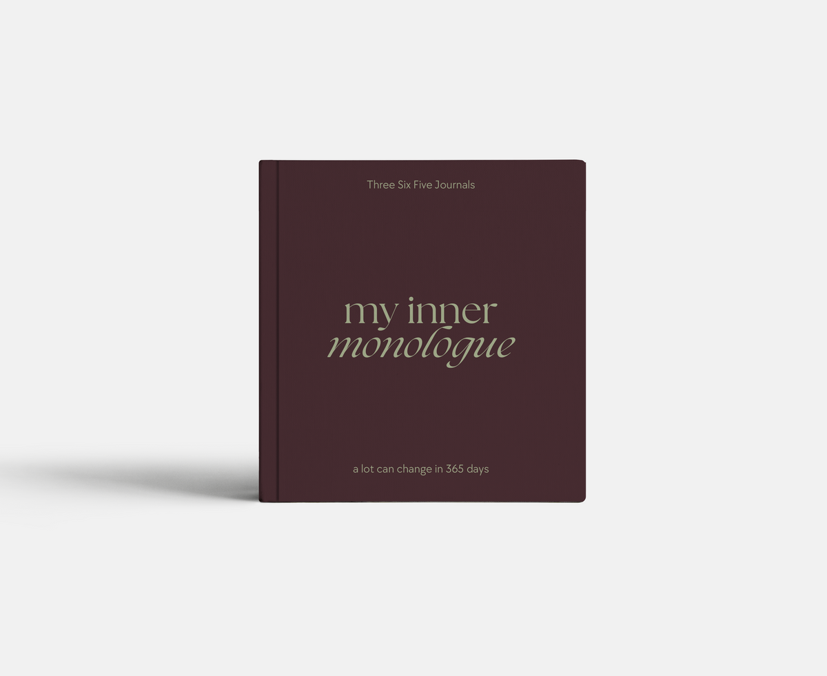Journal titled 'my inner monologue' on a light gray background