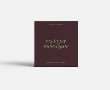 Journal titled 'my inner monologue' on a light gray background