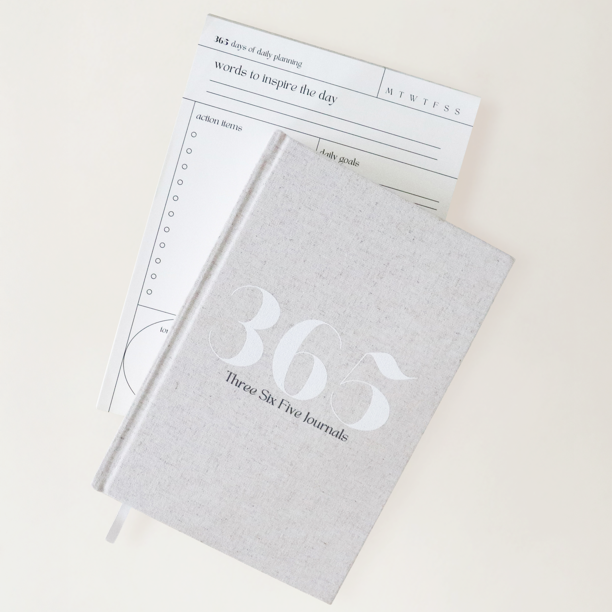 365 Journal and Daily Align Notepad on Cream Background